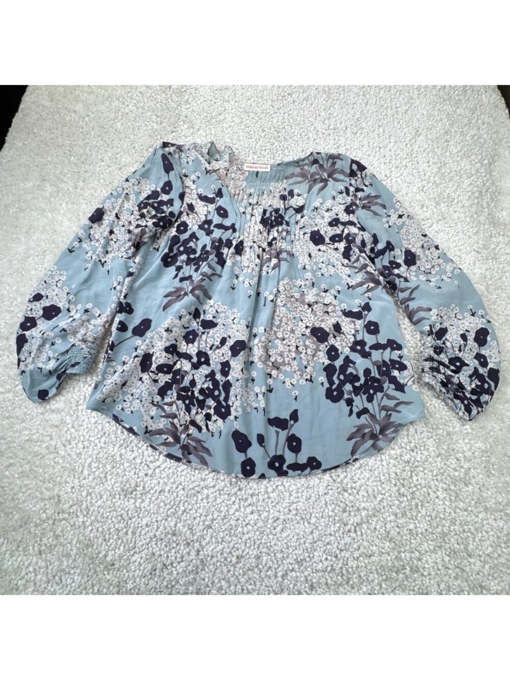 Rebecca Taylor Blue Floral Silk Blouse Womens 8